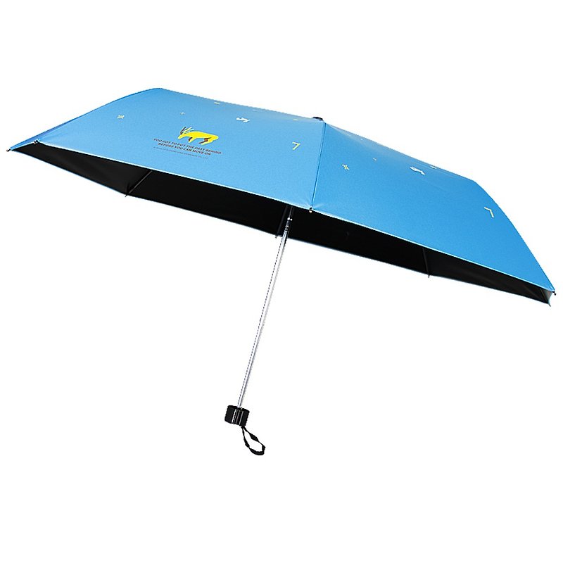 Waterproof Material Umbrellas & Rain Gear Blue - [TDN] Nordic style elk UL super easy to open and close the three-fold umbrella black rubber umbrella (sky blue)