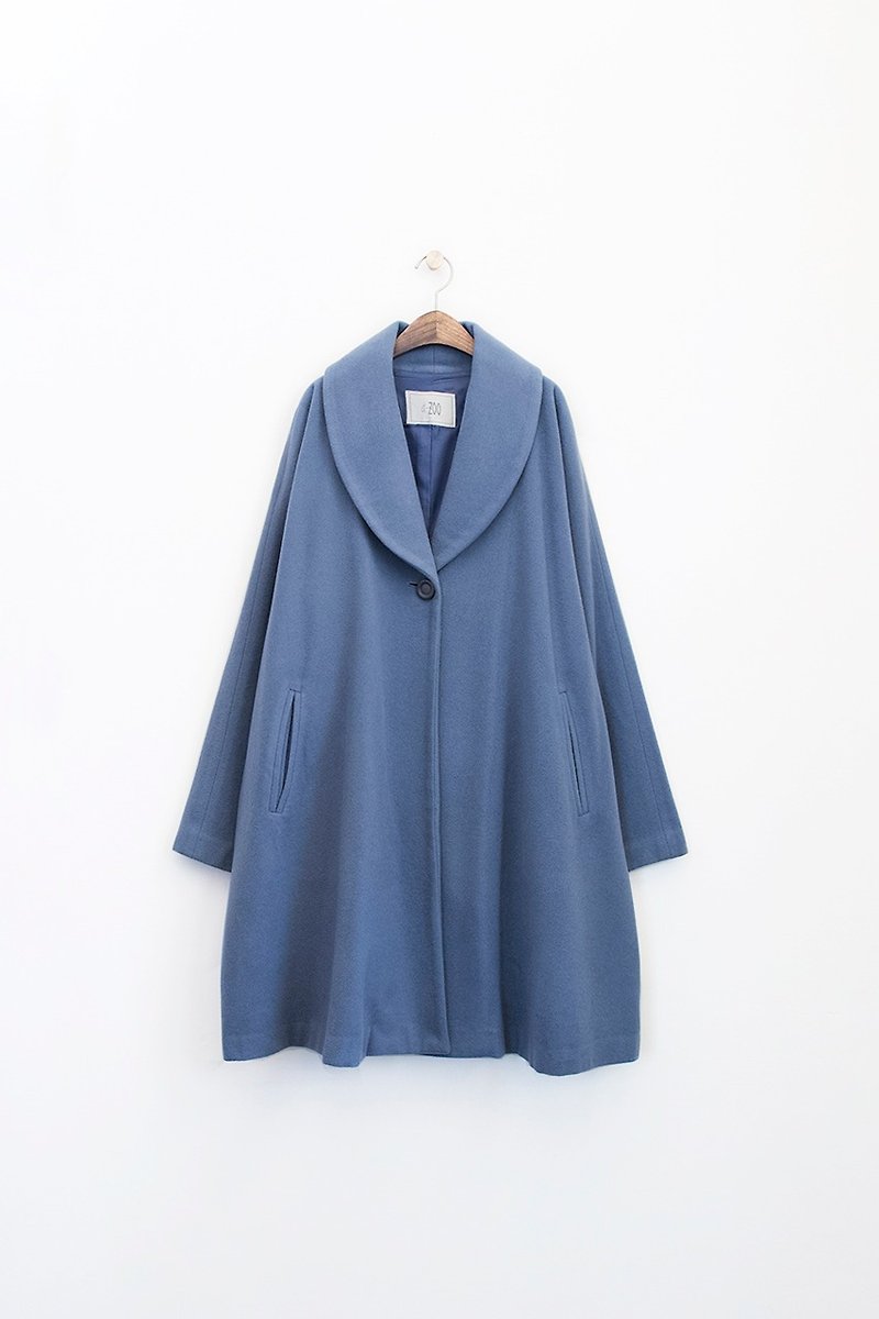 Banana Flyin' Vintage Vintage Grey Blue Long Jacket - Women's Casual & Functional Jackets - Wool 