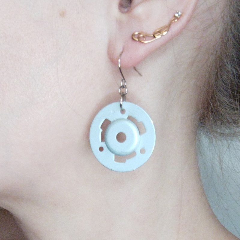Other Metals Earrings & Clip-ons Silver - Sci fi earrings unisex. Ufo earrings for geek. Grunge earrings men.