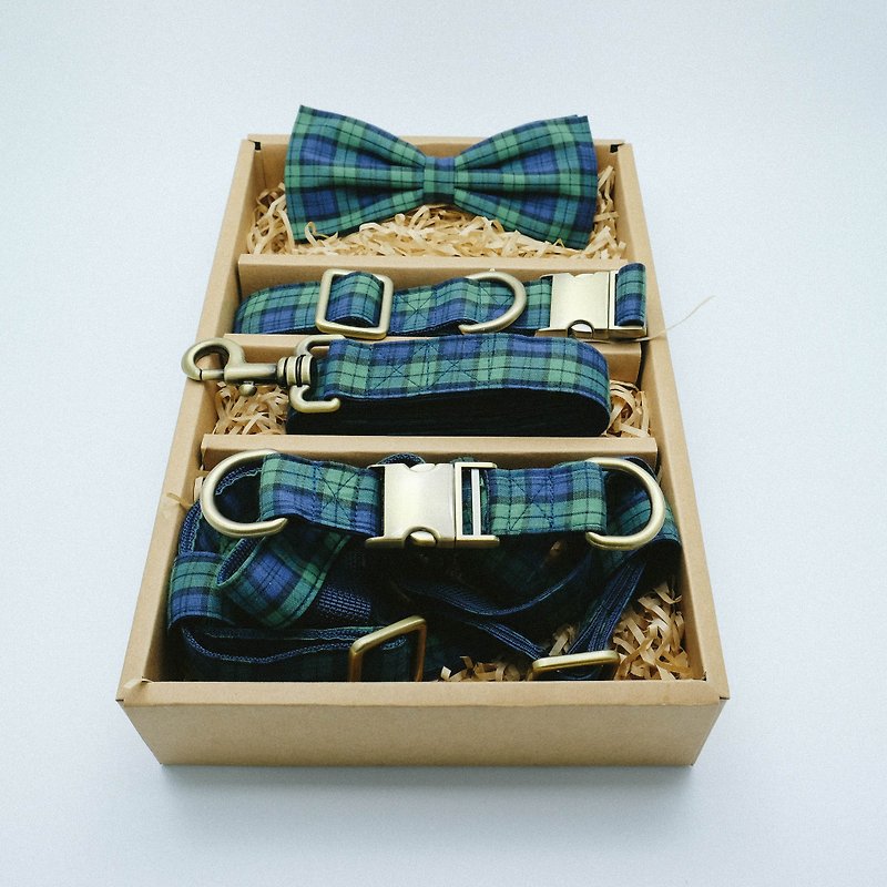 Bowtie Collar Plaid Collection - ปลอกคอ - วัสดุอื่นๆ สีเขียว