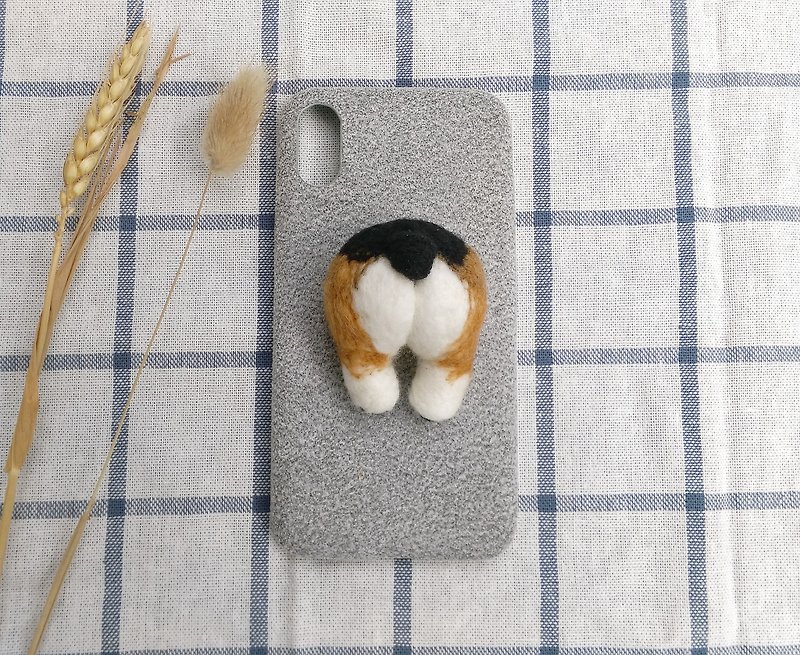 Needle Felt Dog Corgi Butt Phone Case Iphone X - Phone Cases - Wool Brown