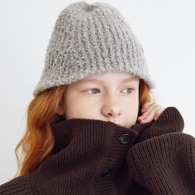 Alpaca wool knit tulip bucket hat / 3 colors - หมวก - ขนแกะ ขาว