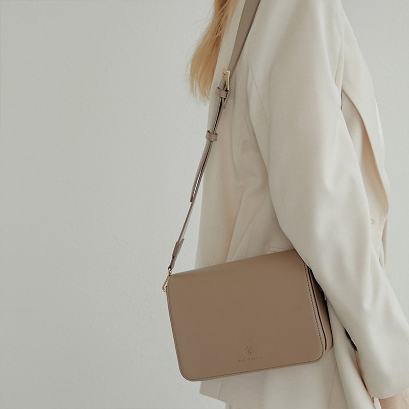 Faux Leather Messenger Bags & Sling Bags - Bag to Basics Korean  MACARON bag (TAUPE)