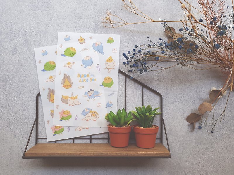 Paper Stickers Multicolor - Dimanche Pressure Sensitive Stickers- BIRDS Like You Contains a set of two / Pocket special
