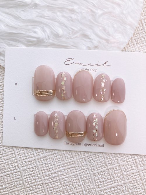 e-nail ピンクのシェルネイル ネイル 美甲 pink shell mirror fashion 可愛い 手作り