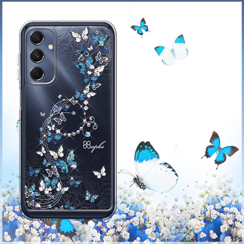 Samsung Galaxy A15/A25/A35/A55 Shockproof Dual Material Crystal Phone Case-Blue Waltz - เคส/ซองมือถือ - วัสดุอื่นๆ หลากหลายสี