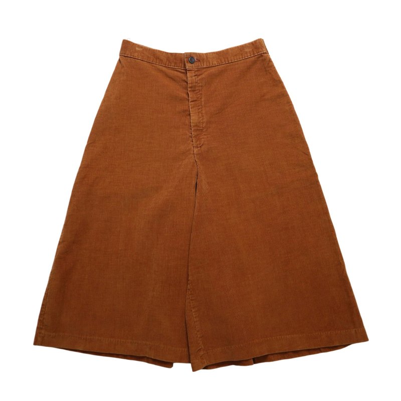 29W/ 70s LEVIS brown corduroy wide pants skirt - กระโปรง - วัสดุอื่นๆ สีนำ้ตาล