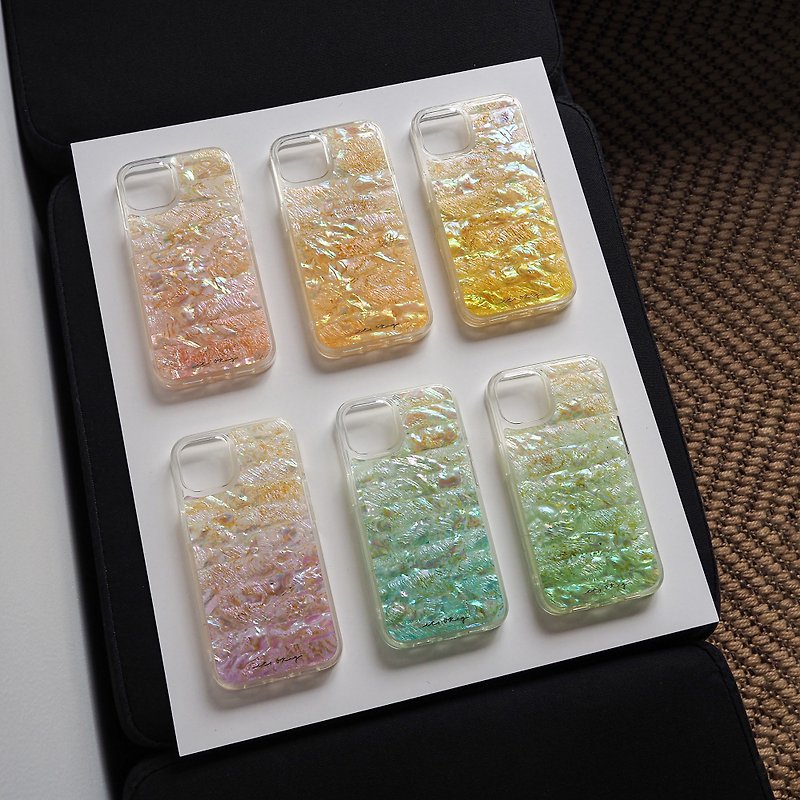 【Custom Abalone Shell Phone Case】Shimmering Golden Sand  Choose Your Color - Phone Cases - Shell Multicolor