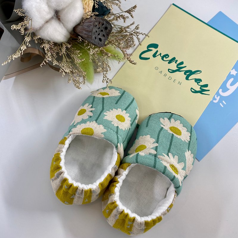 Cute Essential Baby Shoes (10cm)-Flower Stripes - Baby Shoes - Cotton & Hemp 