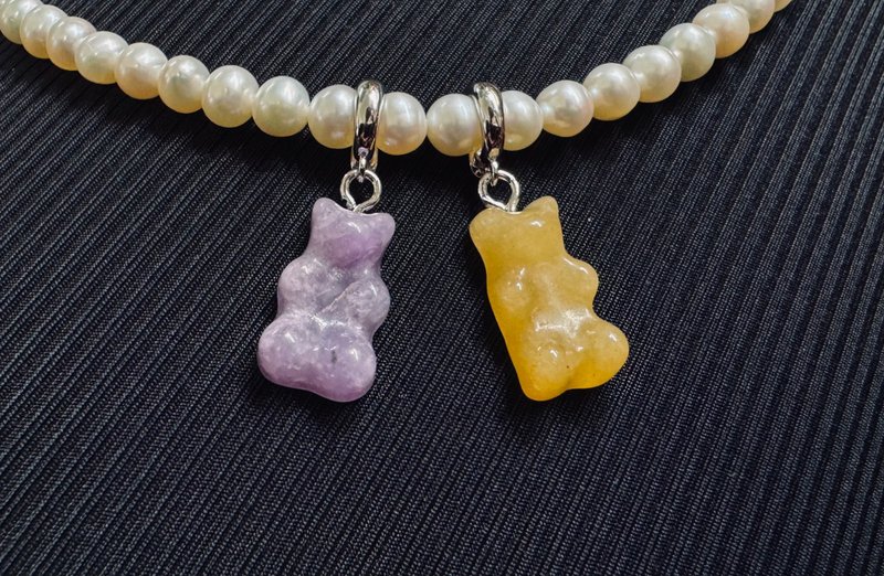 Sweet Bear - 玉髓小熊墜子 項鍊 - 項鍊 - 半寶石 多色