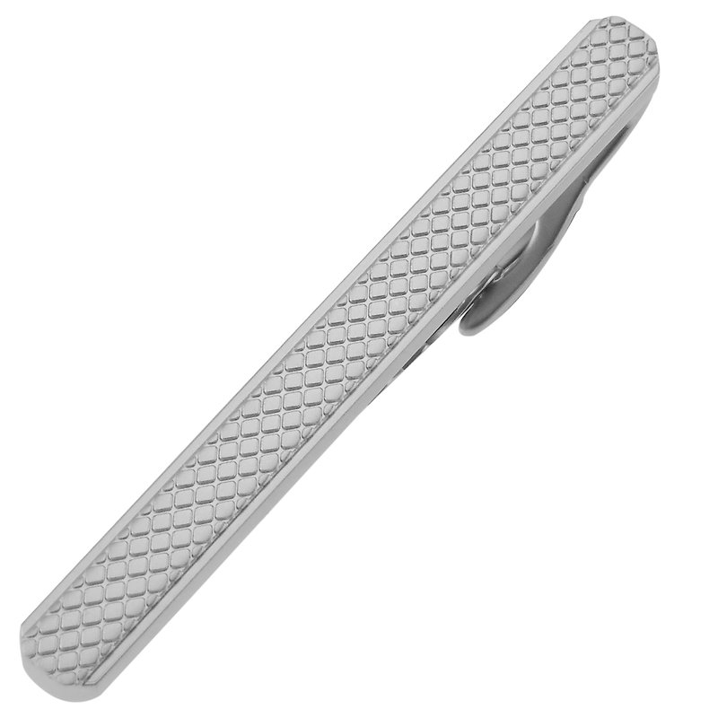 54mm Matt Diamond Texture Tie Clips - Ties & Tie Clips - Other Metals Silver