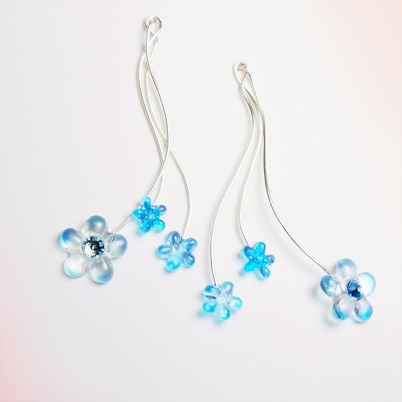 Small garden two wearing silver ear ear / ear clip (a pair / 2 color optional) - Earrings & Clip-ons - Other Materials Blue