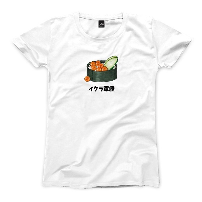 鮭魚卵軍艦 - 白 - 女版T恤 - 女 T 恤 - 棉．麻 