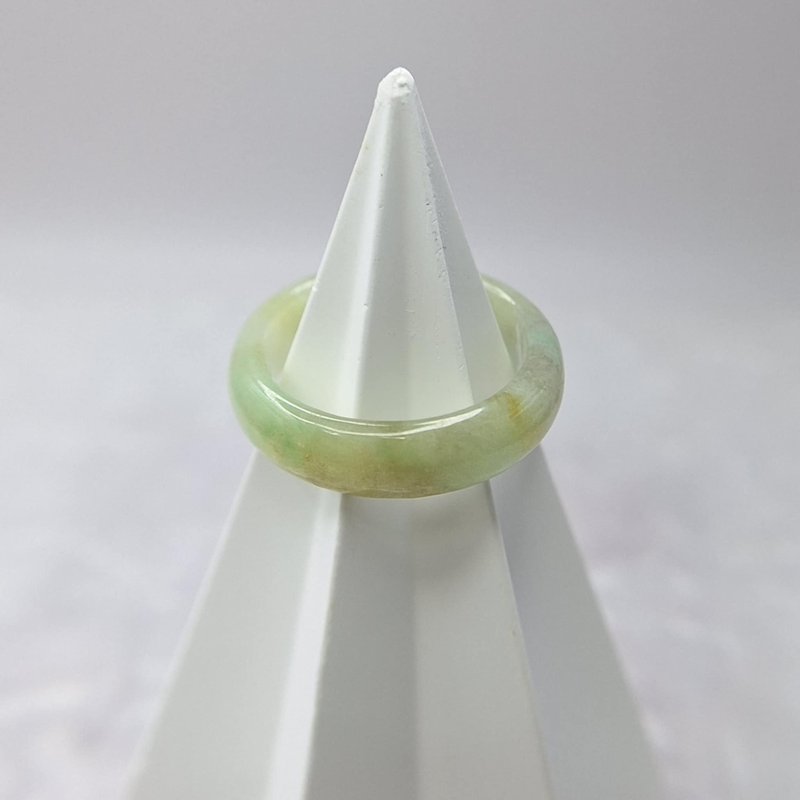 Yellow and green three-color ring ring international circumference 14 inner diameter 18 | natural Burmese jade A grade jade - General Rings - Jade 