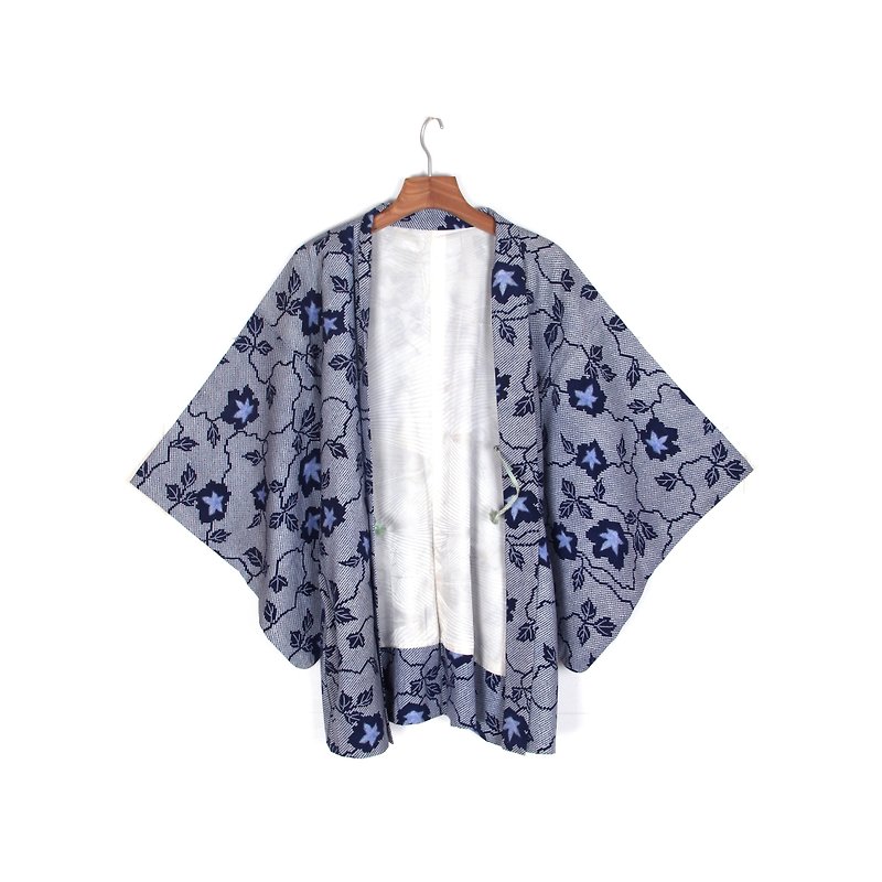Ancient】 【egg plant Aqua-style old-style kimono kimono plume - เสื้อแจ็คเก็ต - เส้นใยสังเคราะห์ สีน้ำเงิน