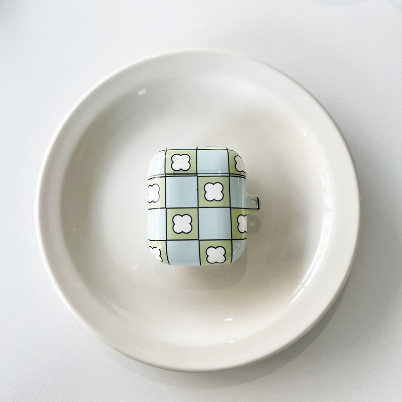 clover check hard AirPods Case (yellow green) - AirPods/耳機保護套 - 塑膠 綠色