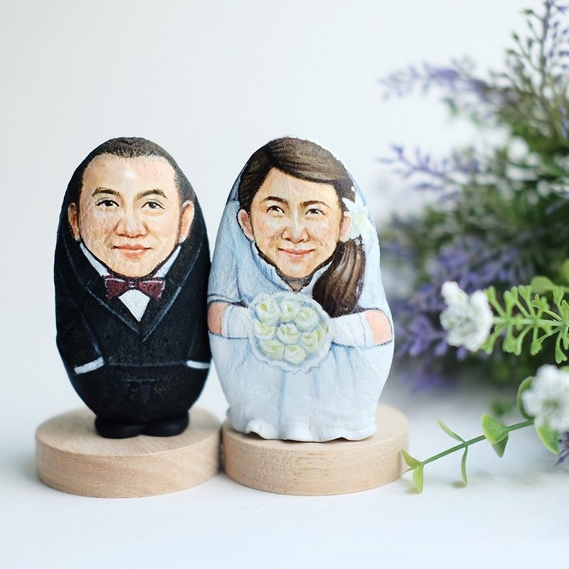 Wedding gift Stone painting.(Custom Couple) Made to order. - Customized Portraits - Stone Multicolor