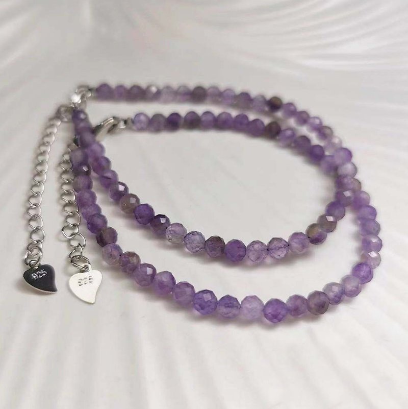 Natural Amethyst Bracelet | 925 Silver Ultra Thin Bracelet Customized Gift February Birthstone - Bracelets - Crystal Purple