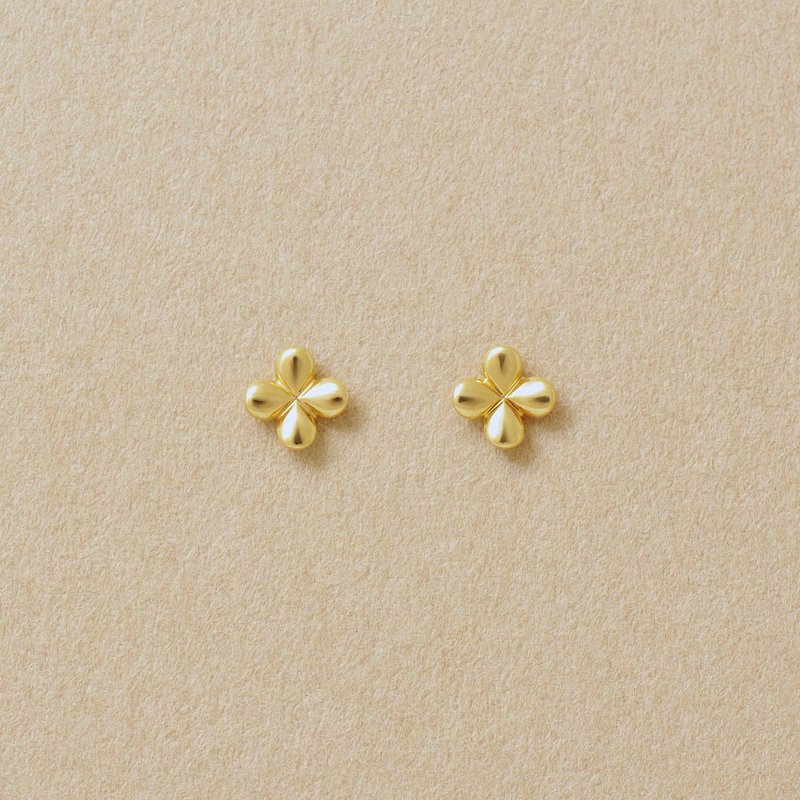 【Second Earrings】 18K 迷你花朵耳環 (黃金) - 耳環/耳夾/耳骨夾 - 貴金屬 