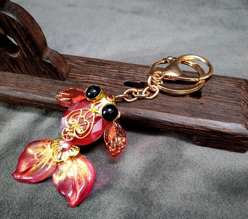 【金玉滿堂~琉璃小金魚吊飾】 DIY 材料包 - 金工/飾品 - 玻璃 紅色