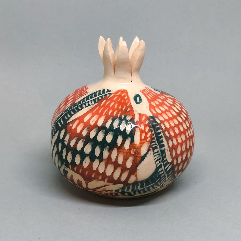 Sgraffito pomegranate 10 cm Sgraffito pottery Made in Ukraine - Pottery & Ceramics - Pottery Multicolor