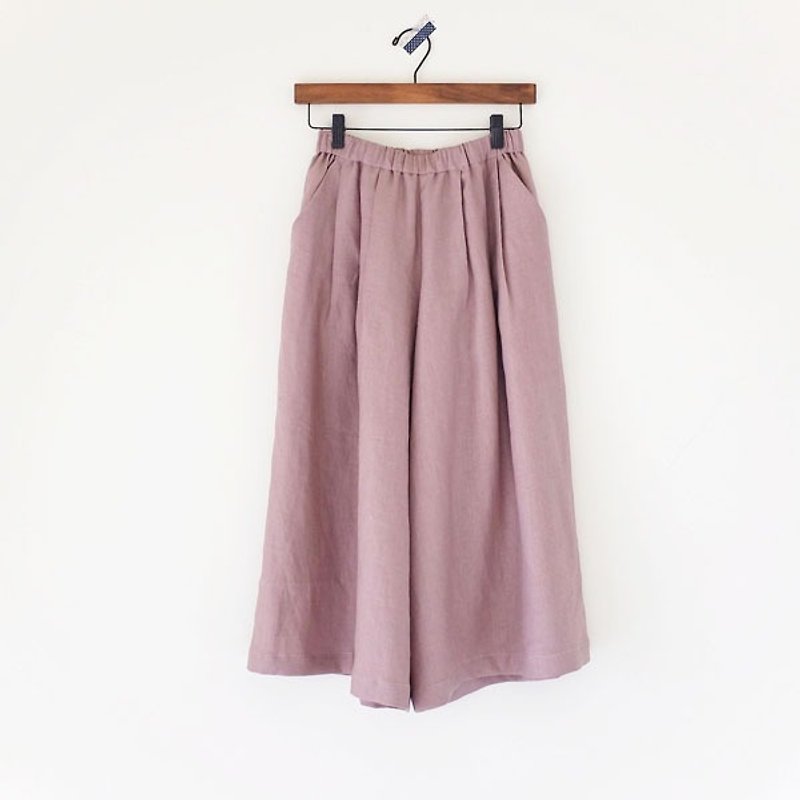 Daily hand clothes. Lotus color nine pants skirt, linen - กางเกงขายาว - ผ้าฝ้าย/ผ้าลินิน 