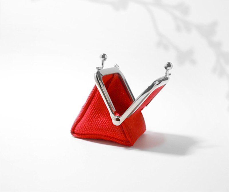 Triangular ring case, pick case, mini box-light red- - พวงกุญแจ - ผ้าฝ้าย/ผ้าลินิน สีแดง