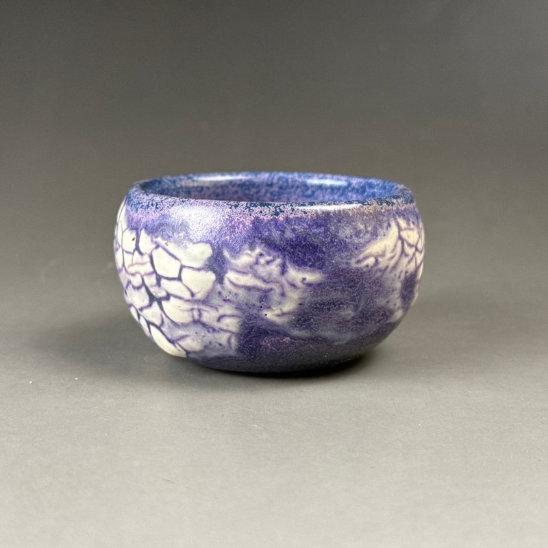台灣【志野燒】紫雲彩茶杯 貳 - 茶壺/茶杯/茶具 - 陶 藍色