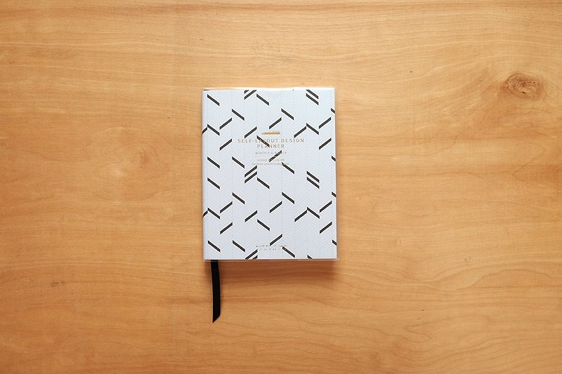 สมุดแพลนเนอร์ Self-Layout Design ขนาดเล็ก ลาย HERRINGBONE - สมุดบันทึก/สมุดปฏิทิน - กระดาษ สีดำ