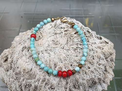 Oˋre Jewelry design Indian style old glass beads white heart red beads  Bronze and ebony wood - Shop Calvin Lai Bracelets - Pinkoi