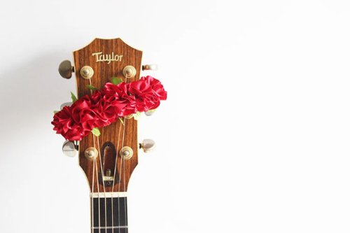 Ukuhappy (Hawaiian Ribbon Accessory) ribbon lei for guitar,red flower,guitar strap,acousticguitar