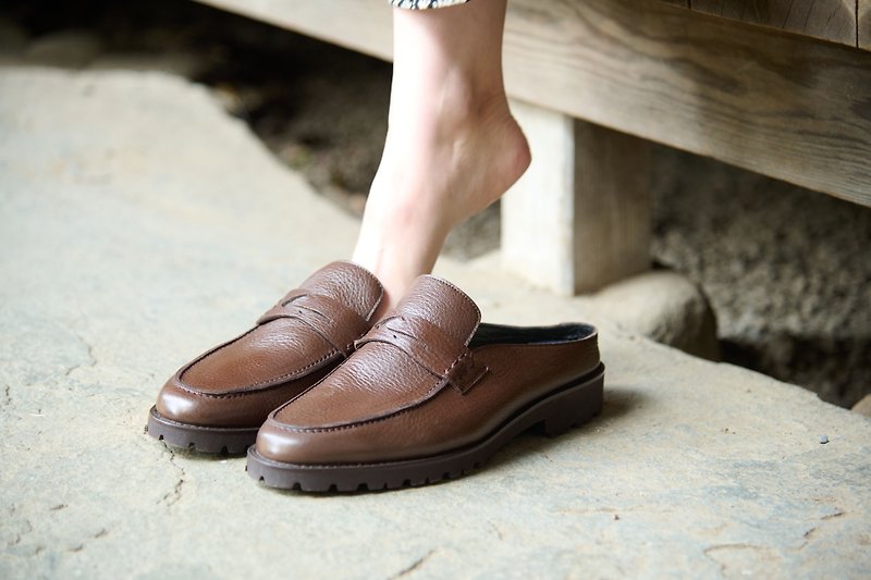 真皮 女皮鞋 咖啡色 - Relaxing Shoes Tatami Loafer Slippers Made in Japan Cowhide Leather Sandals Mule