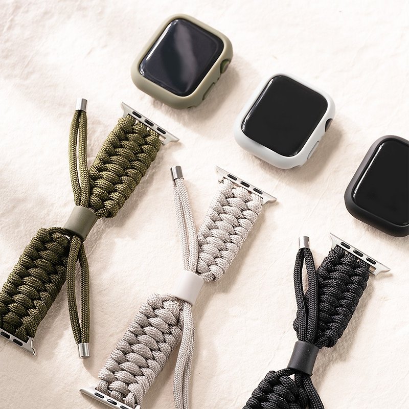 Apple watch - braided rope case and strap set - สายนาฬิกา - ไนลอน สีกากี