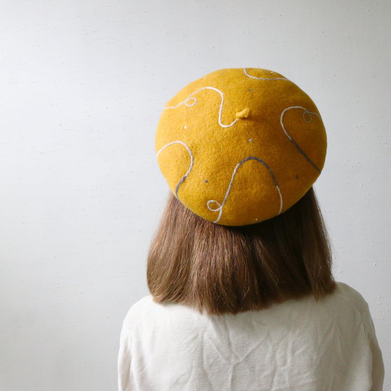 星塵 - 畫家帽 / 貝雷帽 (Caramel) - 帽 - 羊毛 橘色