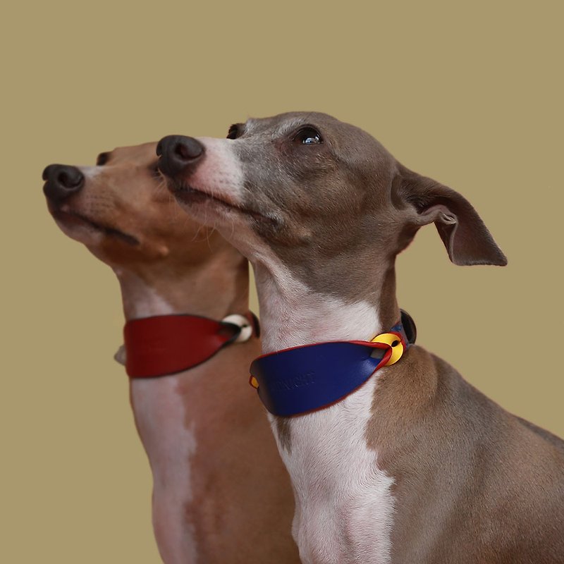 Twist (WIDE) Pet Collar with Name - Soft Genuine Leather Dog Collar | Sniff - 項圈/牽繩 - 真皮 藍色