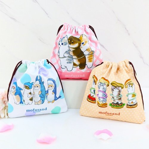 mofusand 巾着袋 収納袋 化粧品袋 旅行収納 - ショップ HOOK