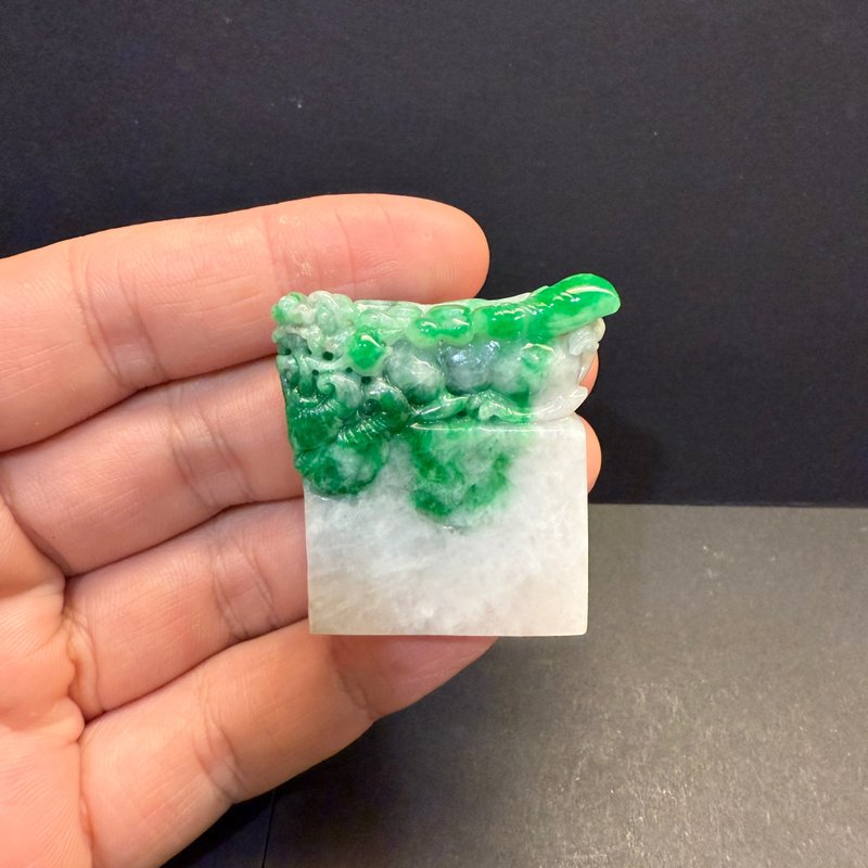 瀚玉珠寶 A貨翡翠 貔貅巧色綠印章 天然翡翠 鎮宅招財 - 其他 - 玉石 