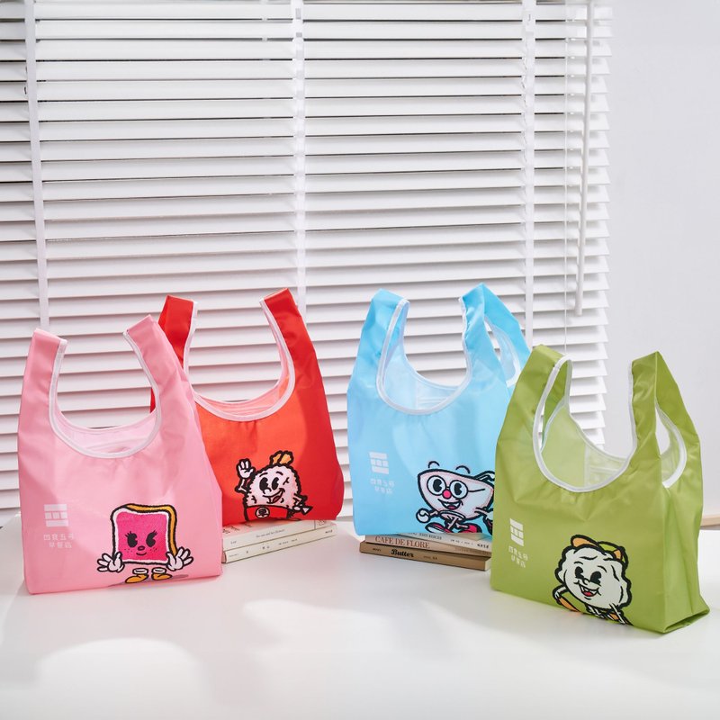 Four food and five breakfast shop environmentally friendly shopping bags can be stored in four patterns - a must-have fashion for the environment - กระเป๋าถือ - เส้นใยสังเคราะห์ สีแดง