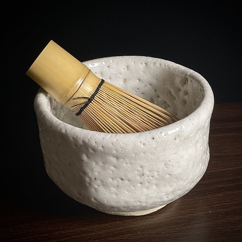 Japanese-style Shino Half-Cylinder Tea Bowl丨Kasano Kiln Xu Congzhi - Teapots & Teacups - Pottery White