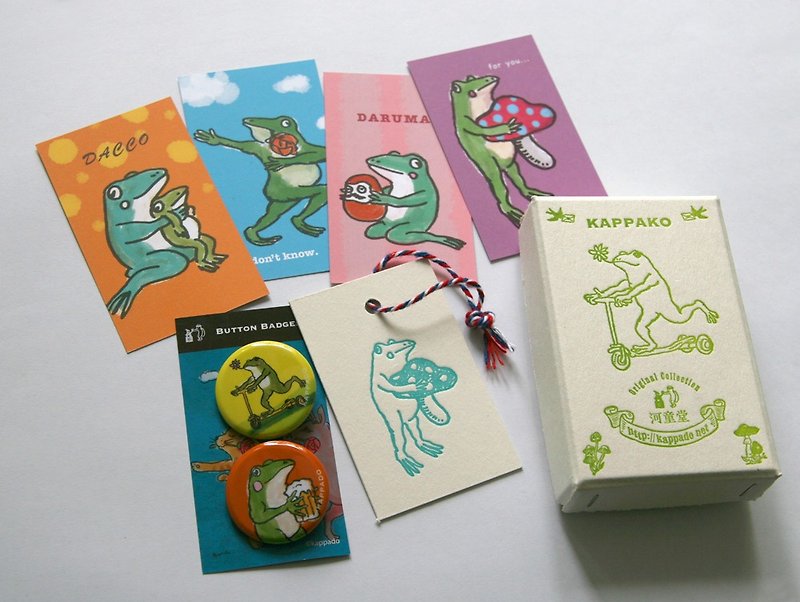 Letterpress printing blue frog goods set - Cards & Postcards - Paper Pink