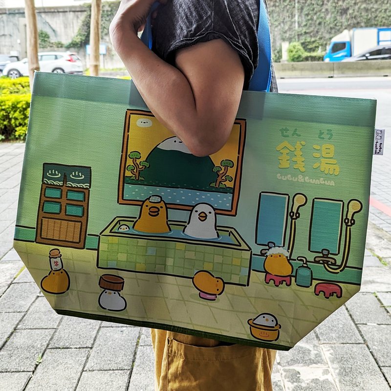 伸縮自如的雞與鴨錢湯PE厚布大購物袋 - 側背包/斜背包 - 其他材質 