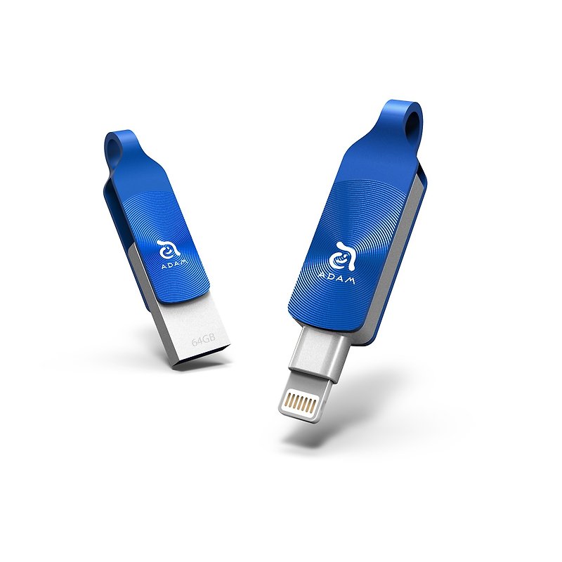 [Limited gift box version] iKlips DUO + ​​Apple iOS rotating two-way flash drive 32GB blue 4714781446822 - USB Flash Drives - Other Metals Blue