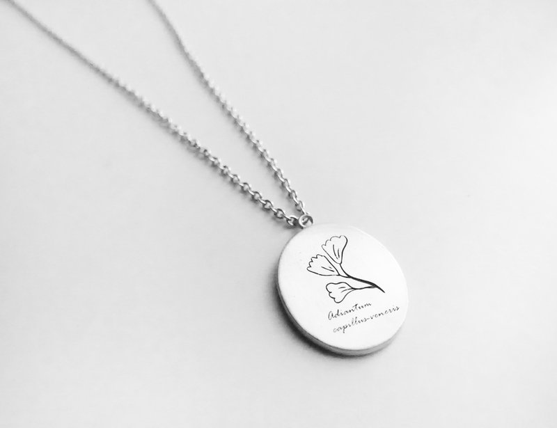 Plant Illustrated Book-Adiantum - Necklaces - Sterling Silver Silver