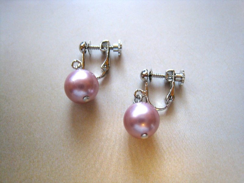 Silky Pearl Earrings / 10mm : Pink Bridal* - Earrings & Clip-ons - Pearl 