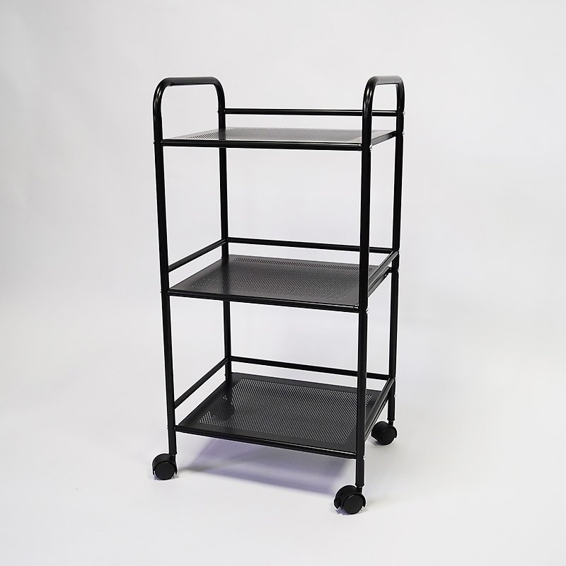 Three-layer punching storage cart-black and white 2 colors - กล่องเก็บของ - วัสดุอื่นๆ สีดำ