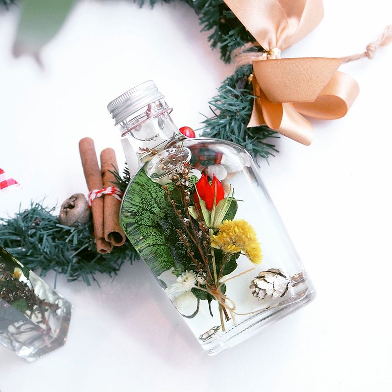 クリスマスツリーの秘密__Botanicalフローティング花瓶/フラットワインボトル簡単な包装 - ドライフラワー・ブーケ - 寄せ植え・花 多色