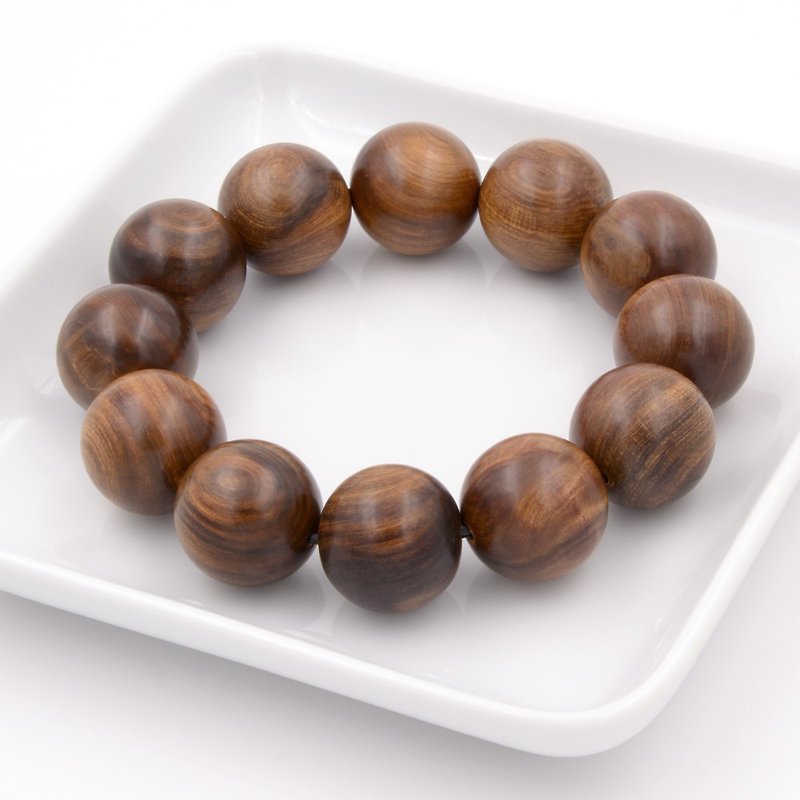 Limited collection of heavy oil glittering flowers submerged in water Xiao Nan hand beads 12 pieces 20mm - Bracelets - Wood Brown