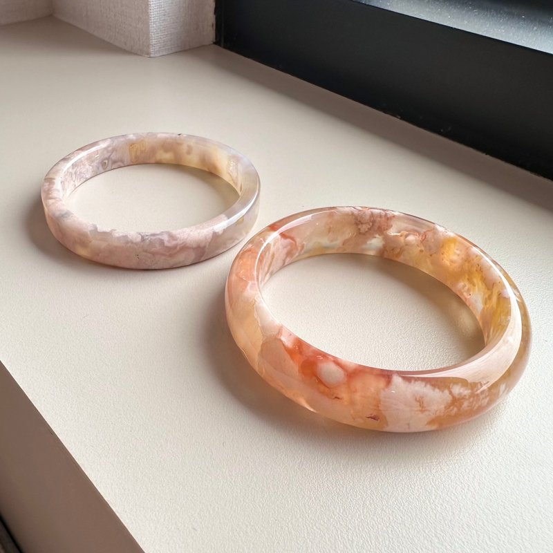 Good Decoration Pairs Buy One Get One Free Cherry Blossom Agate Bracelet Shaped Flower Milk Blue Ox Blood Red Jelly Orange 55 Circles - Bracelets - Crystal Pink