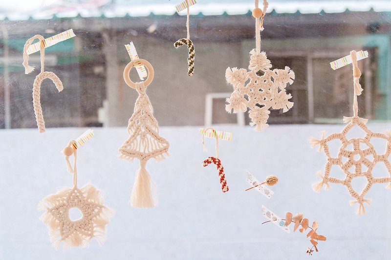White christmas woven ornaments - ของวางตกแต่ง - ผ้าฝ้าย/ผ้าลินิน ขาว