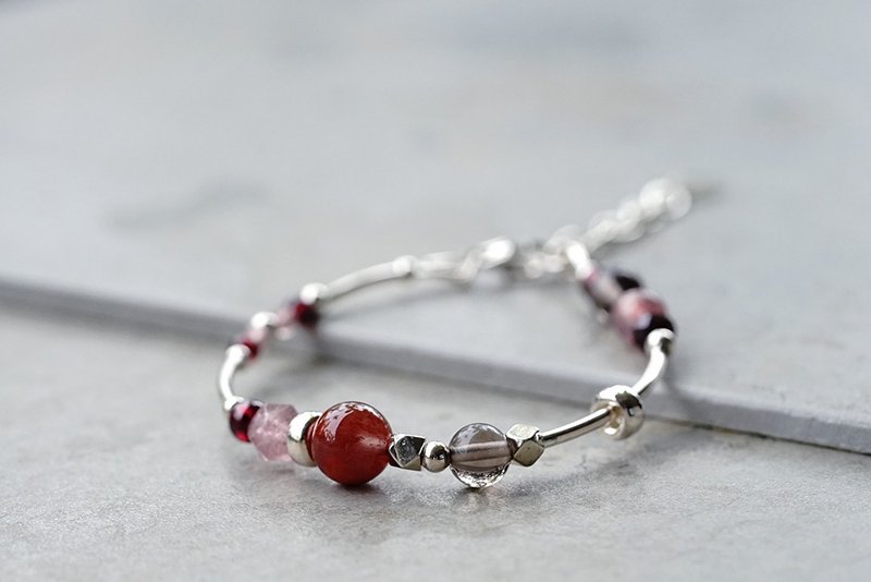 Keepsake - South Red Agate Strawberry Crystal Stone Citrine 925 Sterling Silver Bracelet - Bracelets - Semi-Precious Stones Red